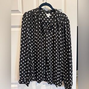 J. Crew Black and White Polka Dot Blouse